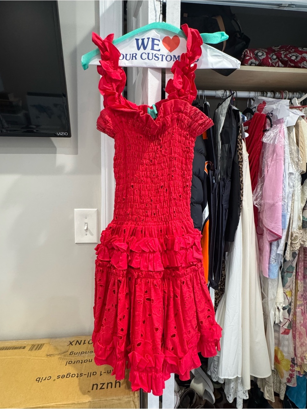Waimari Red Ruffle Mini Dress - Picture 3 of 5